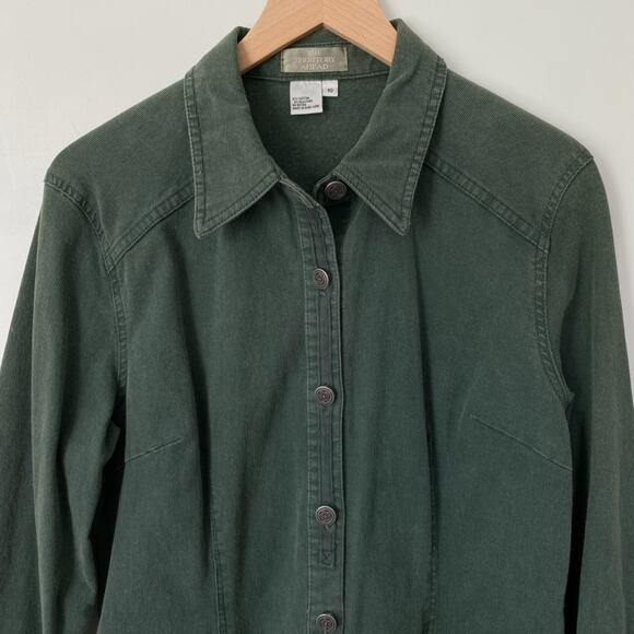 VTG Territory Ahead Womens Corduroy Shirt Dress Size 10 Button Front Knee Length - Picture 4 of 11